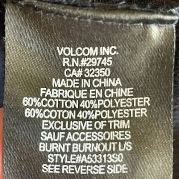 Volcom Cotton Black Long Sleeves Hooded Sweater Sporty Sz L #1541 - Picture 12 of 15